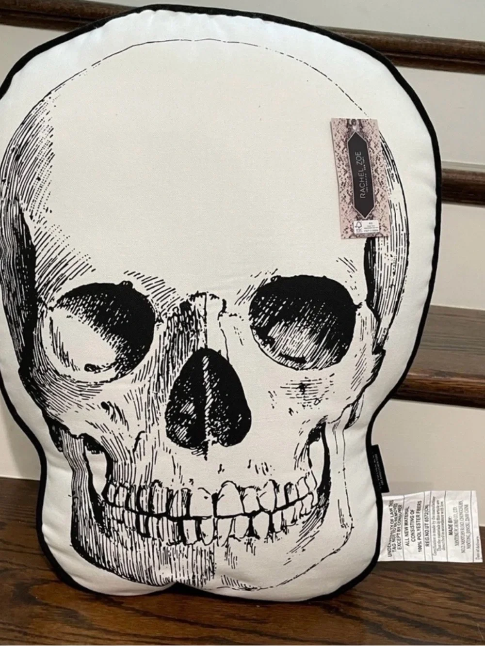 Rachel Zoe Black and White Skull Accent Pillow
